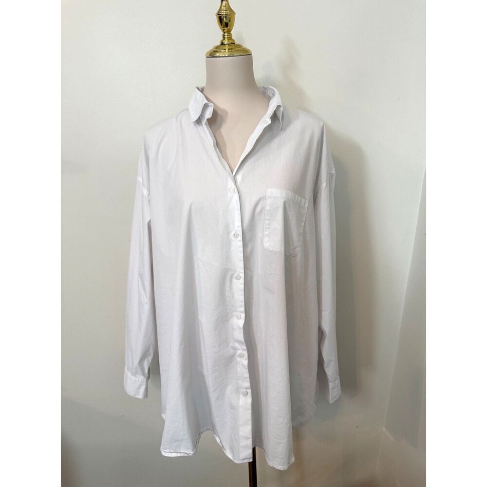 Summersalt Perfect Boyfriend Shirt White Sand Oversized Button Down 1X